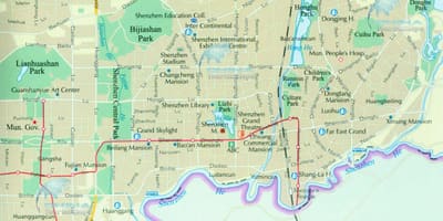 Kart Shenzhen şəhərin mərkəzi