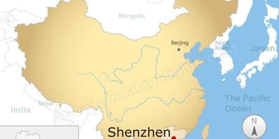 Yeri Shenzhen, Çin xəritəsi